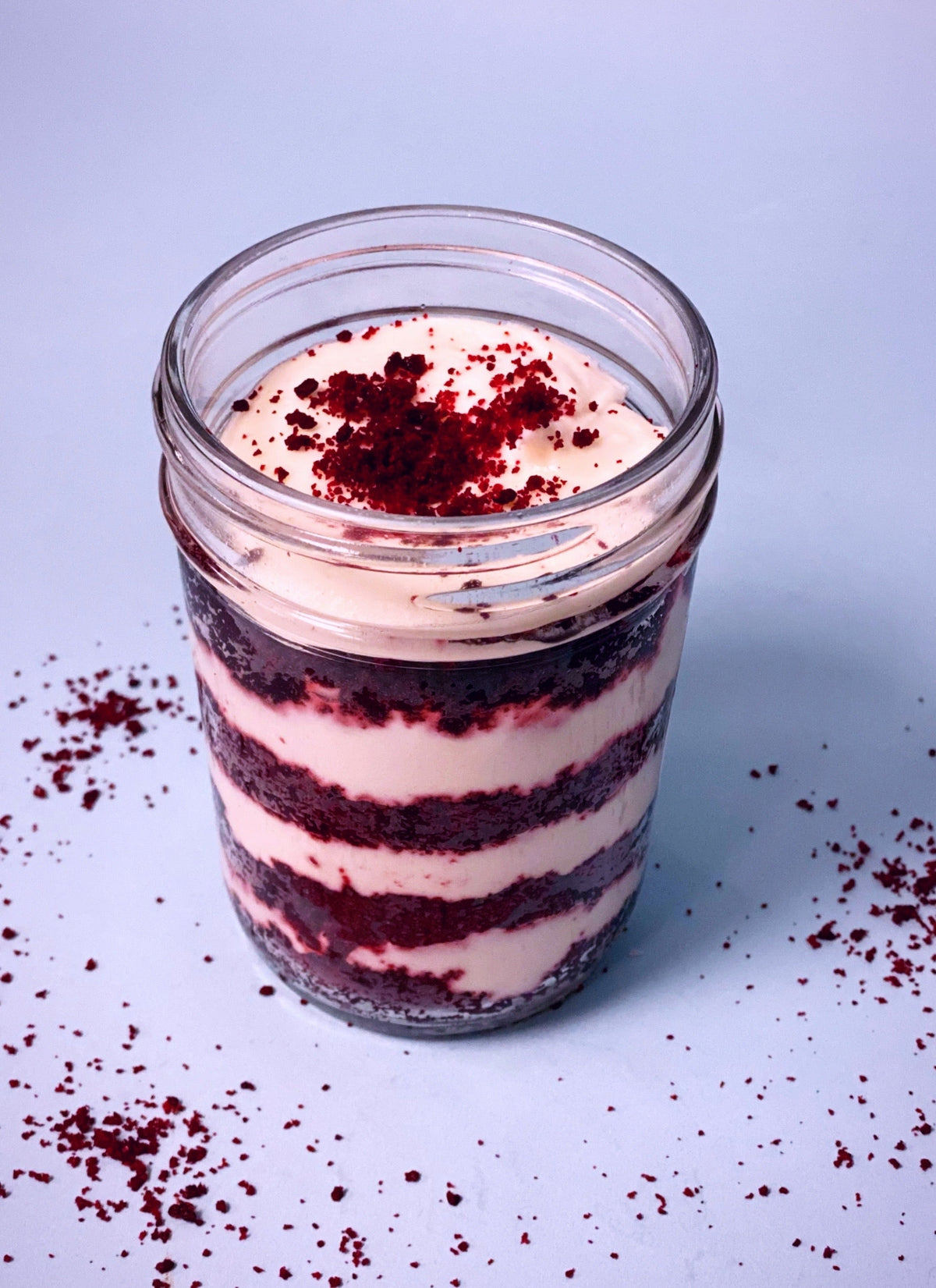 Crimson &amp; Cream Cake in a Jar